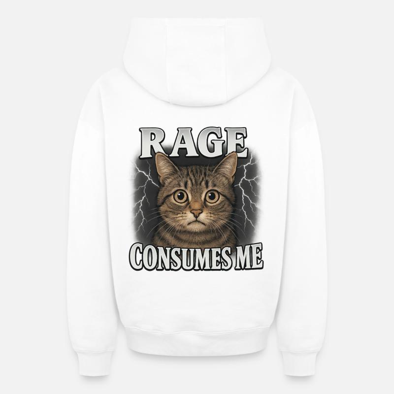 La rage me consume - Sweat à capuche unisexe zippé oversize épais SPREAD - blanc