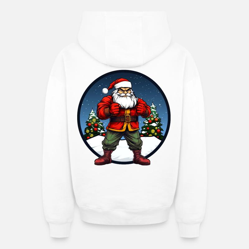 Noël de combattant - Sweat à capuche unisexe zippé oversize épais SPREAD - blanc