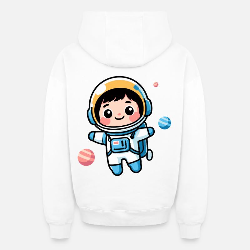 Petit Astronaute - Sweat à capuche unisexe zippé oversize épais SPREAD - blanc