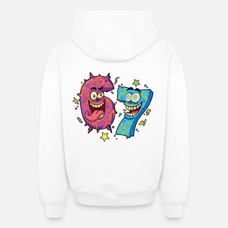 Six Sept Monstres - Sweat à capuche unisexe zippé oversize épais SPREAD - blanc