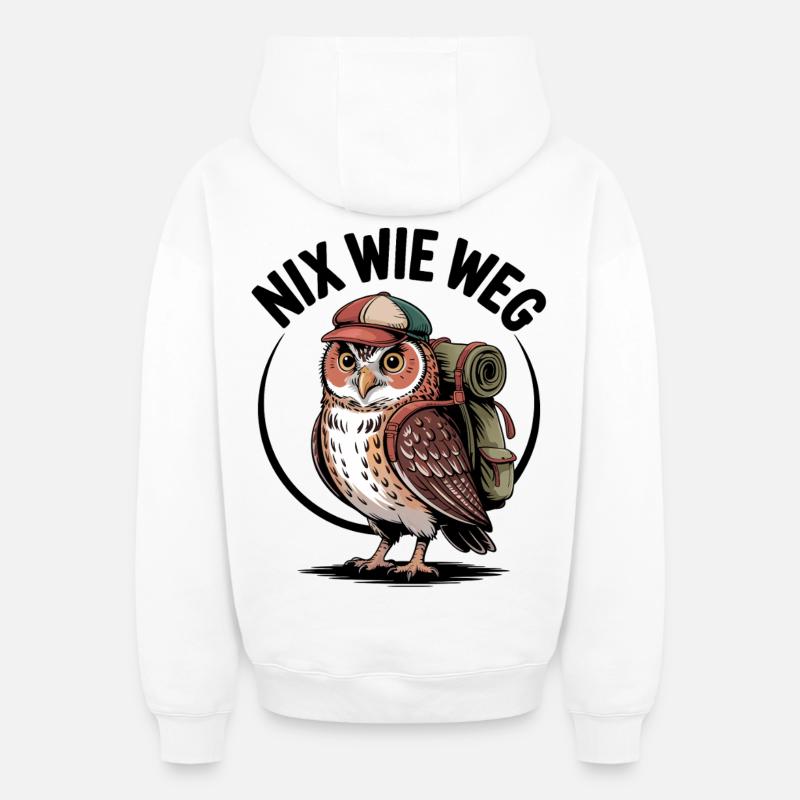 Wander-Eule mit Rucksack - Oversized Heavyweight Unisex Zip Hoodie - Weiß
