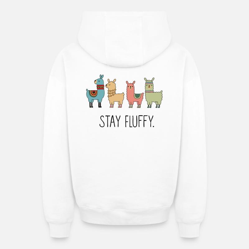 Reste duveteux – Motif mignon d’alpaga - Sweat à capuche unisexe zippé oversize épais SPREAD - blanc