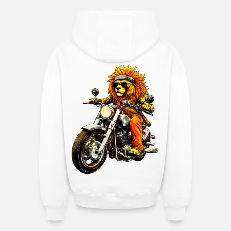 Lions motards - Sweat à capuche unisexe zippé oversize épais SPREAD - blanc