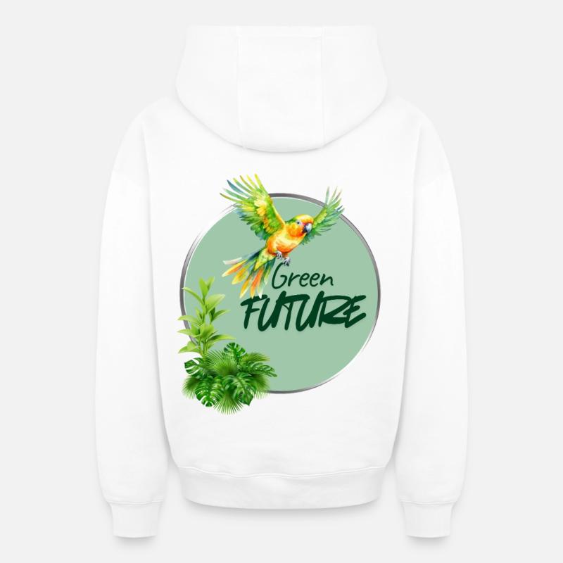 Avenir vert - Sweat à capuche unisexe zippé oversize épais SPREAD - blanc