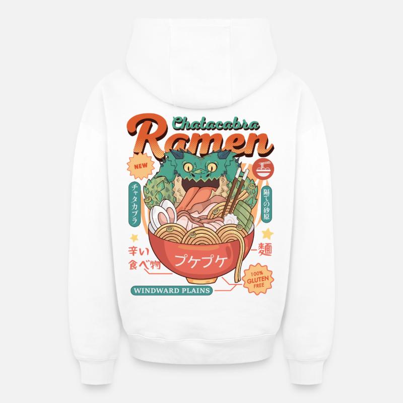 Ramen chasseurs - Sweat à capuche unisexe zippé oversize épais SPREAD - blanc