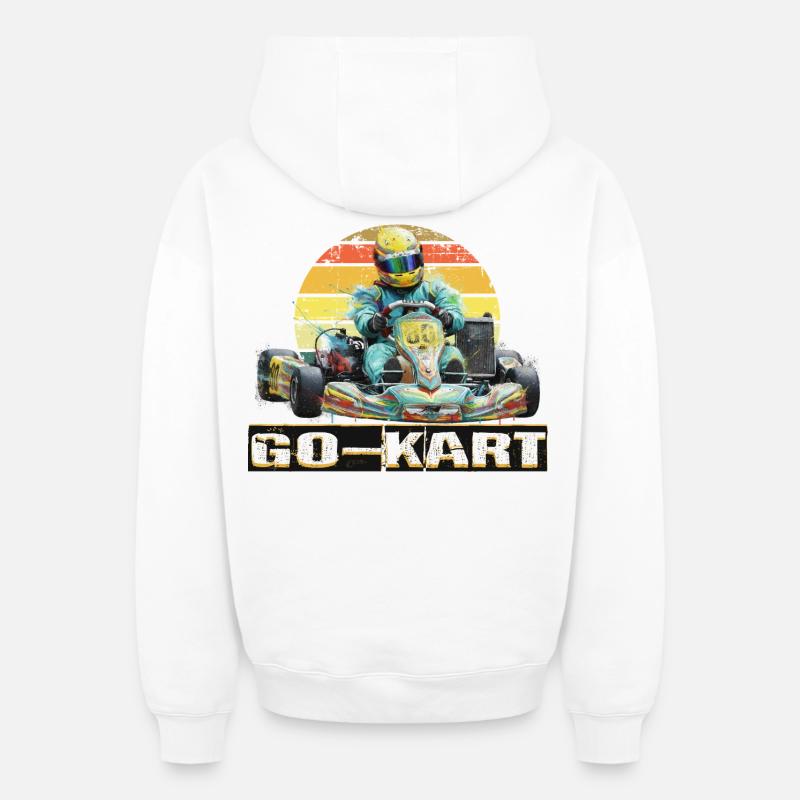 Faire du karting - Sweat à capuche unisexe zippé oversize épais SPREAD - blanc