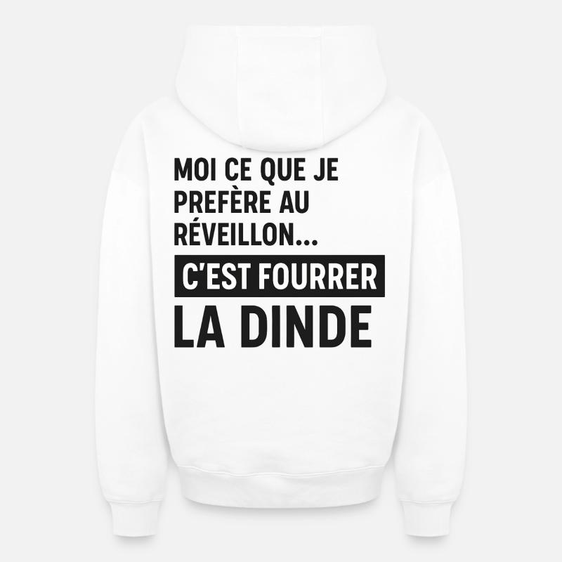Réveillon Fourrer la Dinde - Sweat à capuche unisexe zippé oversize épais SPREAD - blanc