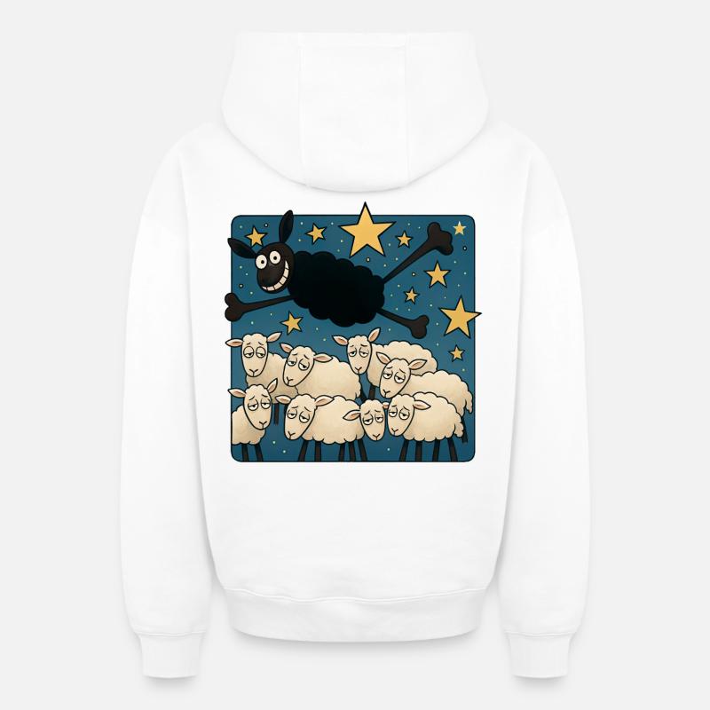 Mouton noir - Sweat à capuche unisexe zippé oversize épais SPREAD - blanc
