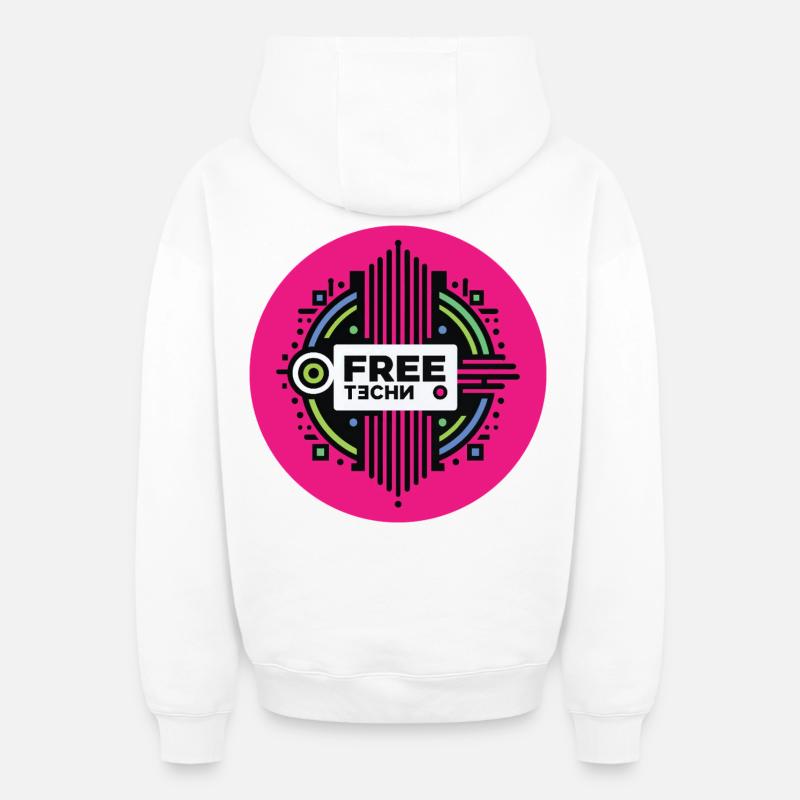 FREE TECHNO #2 - let's talk - Sweat à capuche unisexe zippé oversize épais SPREAD - blanc
