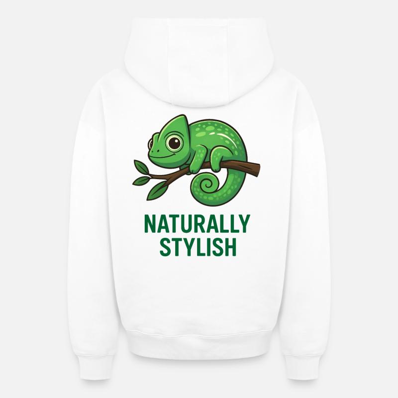 Caméléon élégant - Sweat à capuche unisexe zippé oversize épais SPREAD - blanc