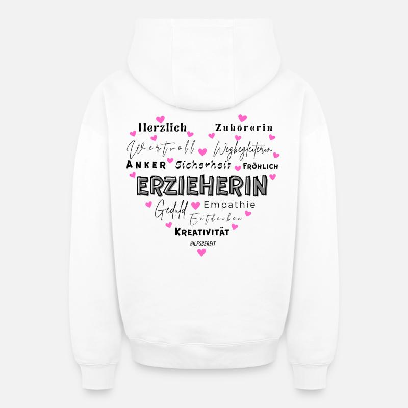 Institutrice de maternelle Herz - Sweat à capuche unisexe zippé oversize épais SPREAD - blanc