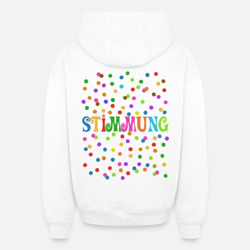 Carnaval - Carnaval - Atmosphère - Confettis - Sweat à capuche unisexe zippé oversize épais SPREAD - blanc