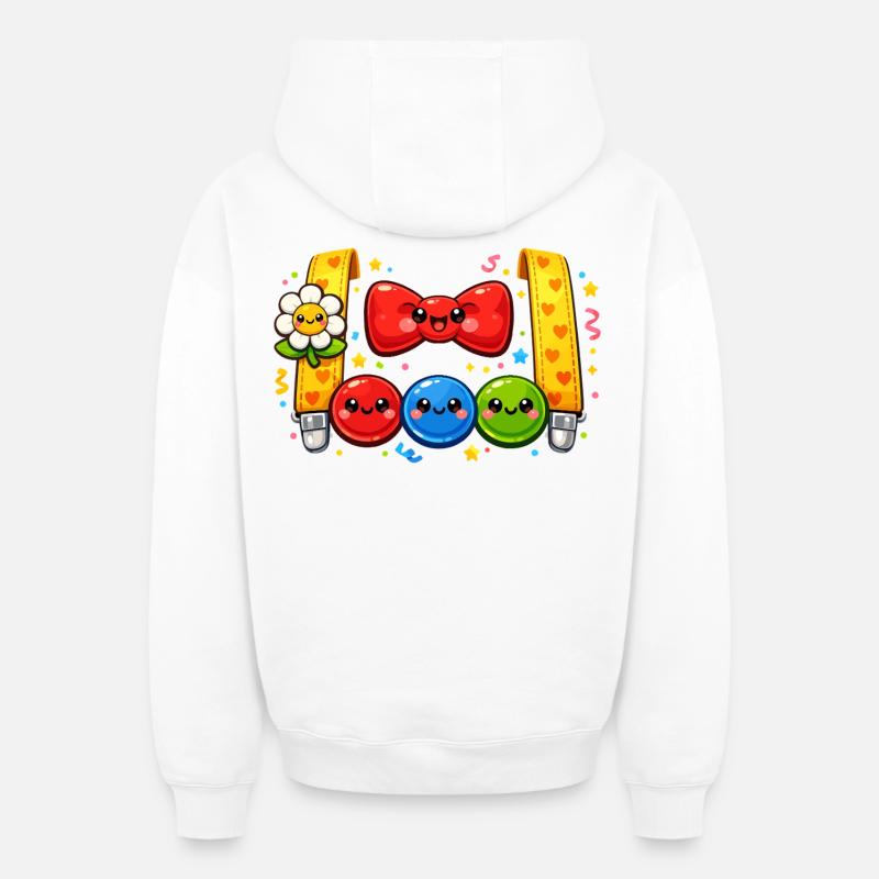 Costume de clown Carnaval Cadeau - Sweat à capuche unisexe zippé oversize épais SPREAD - blanc