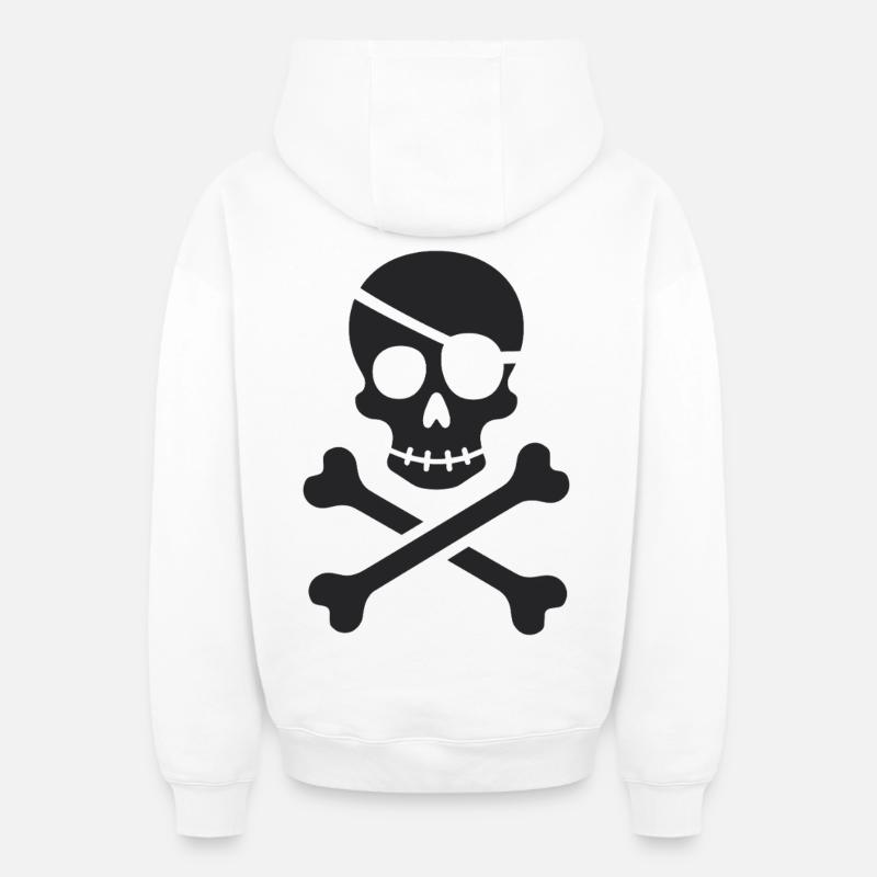Le classique Jolly Roger Pirate Scream - Sweat à capuche unisexe zippé oversize épais SPREAD - blanc