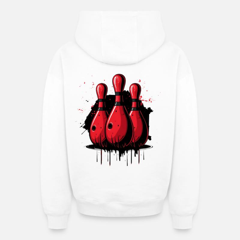 Quilles de bowling - Sweat à capuche unisexe zippé oversize épais SPREAD - blanc