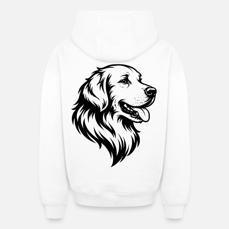 Golden retriever - Sweat à capuche unisexe zippé oversize épais SPREAD - blanc