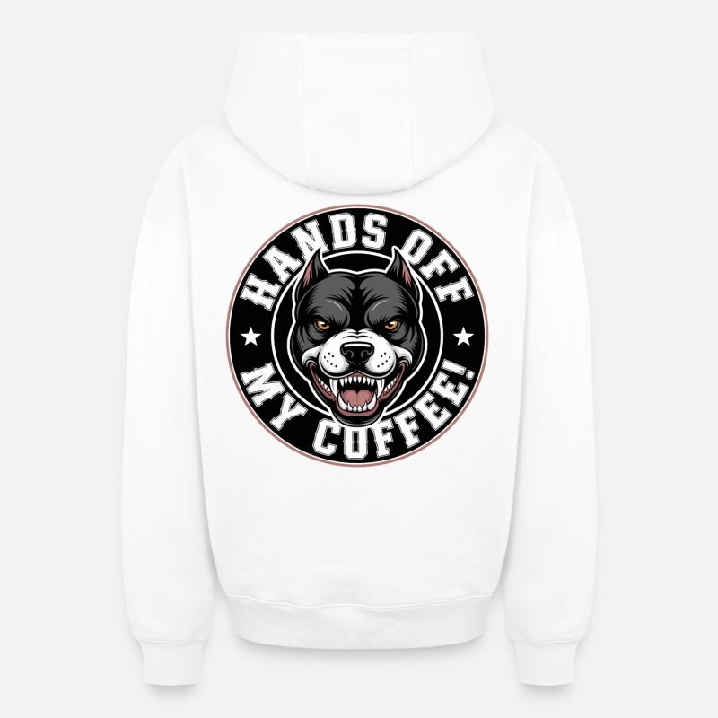 Lâche mon café - Sweat à capuche unisexe zippé oversize épais SPREAD - blanc