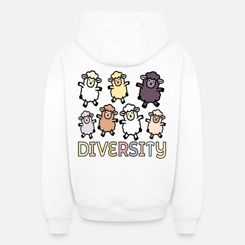 Diversité : Inclusion des moutons - Sweat à capuche unisexe zippé oversize épais SPREAD - blanc
