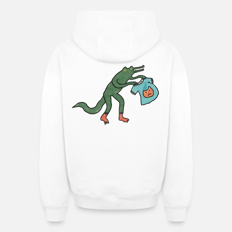 Kroko_mit_shirt - Sweat à capuche unisexe zippé oversize épais SPREAD - blanc
