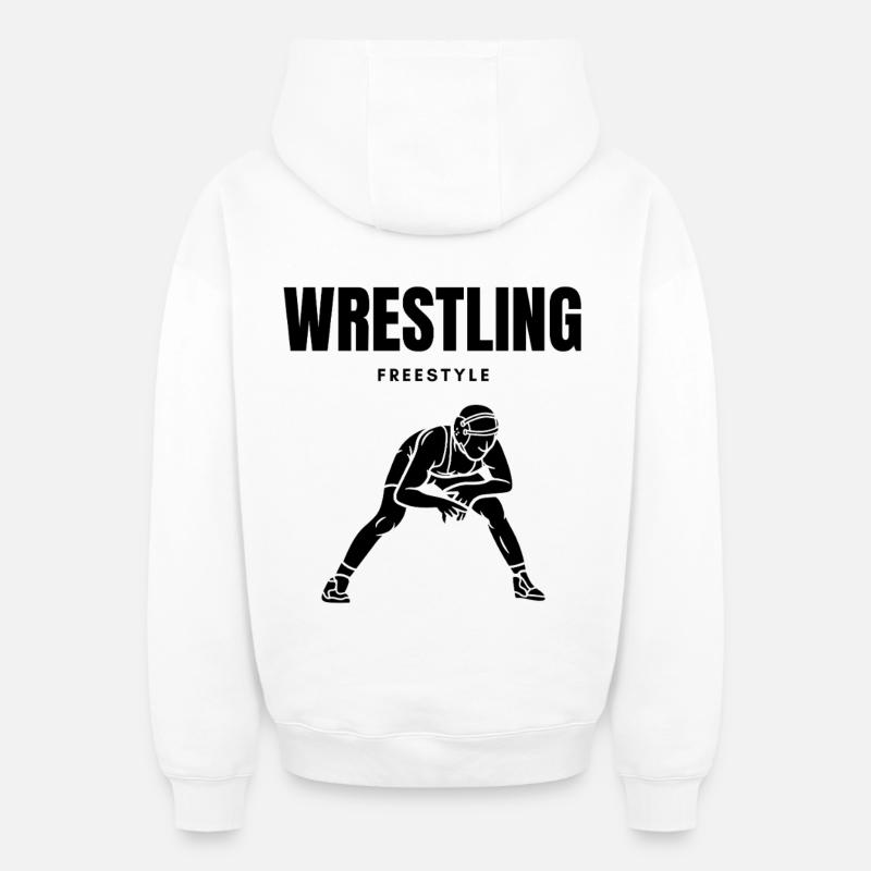 LUTTE LIBRE - Sweat à capuche unisexe zippé oversize épais SPREAD - blanc