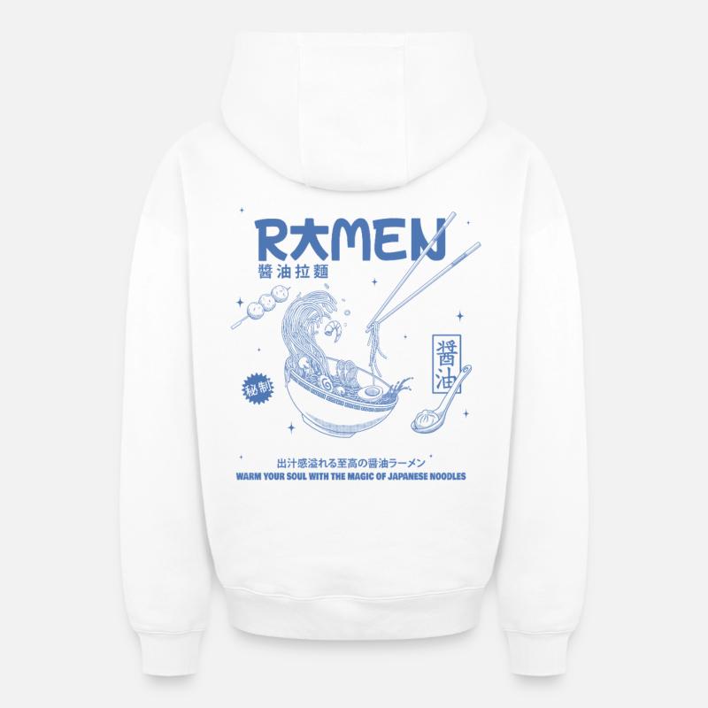 RAMEN - Sweat à capuche unisexe zippé oversize épais SPREAD - blanc