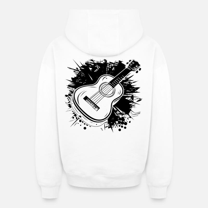 Graphismes Ukulélé - Sweat à capuche unisexe zippé oversize épais SPREAD - blanc