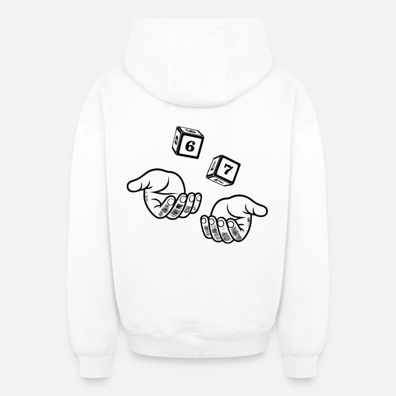 67 Six Sept - Sweat à capuche unisexe zippé oversize épais SPREAD - blanc