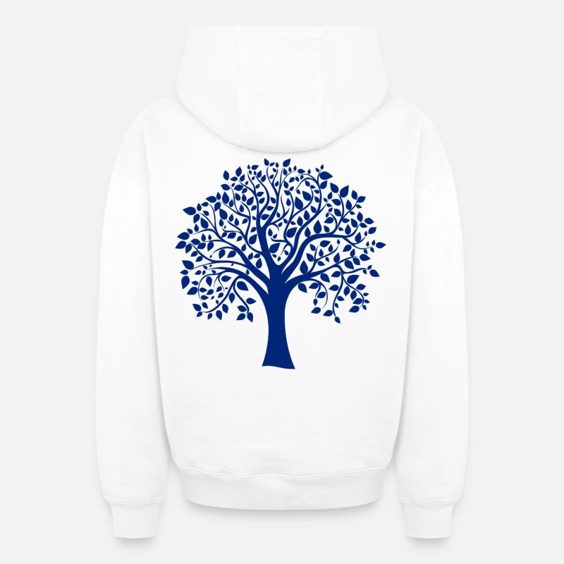 Basis-Blau-Jumbo-Baum-Print-Silhouette - Oversized Heavyweight Unisex Zip Hoodie - Weiß