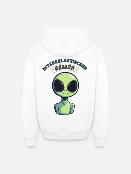 intergalaktischer gamer alien zocken - Oversized Heavyweight Unisex Zip Hoodie - Weiß