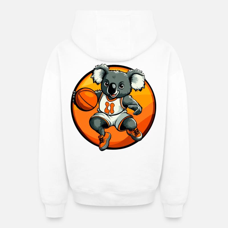 Basketteur Koala - Sweat à capuche unisexe zippé oversize épais SPREAD - blanc