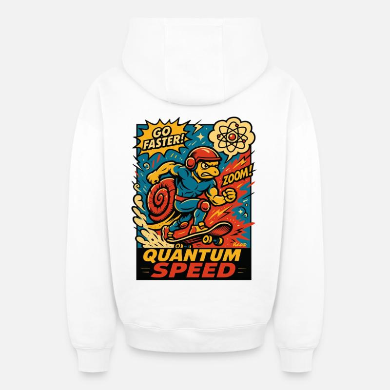 Quantum Speed Turtle Skateboard - Sweat à capuche unisexe zippé oversize épais SPREAD - blanc