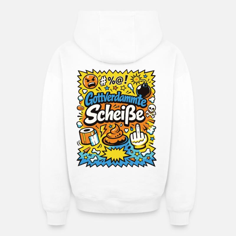 Gottverdammte Scheiße! Comic-Explosion - Oversized Heavyweight Unisex Zip Hoodie - Weiß