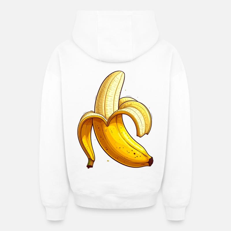 banane - Sweat à capuche unisexe zippé oversize épais SPREAD - blanc