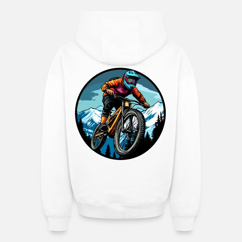 Freeride Biker - Sweat à capuche unisexe zippé oversize épais SPREAD - blanc