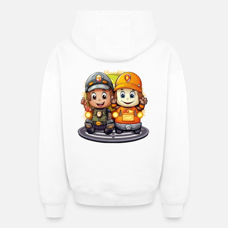 Deux héros de la mine - Sweat à capuche unisexe zippé oversize épais SPREAD - blanc