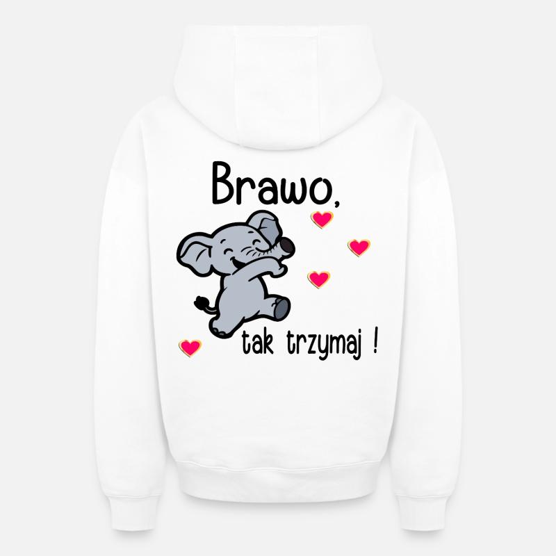 Bravo, continue comme ça - Sweat à capuche unisexe zippé oversize épais SPREAD - blanc