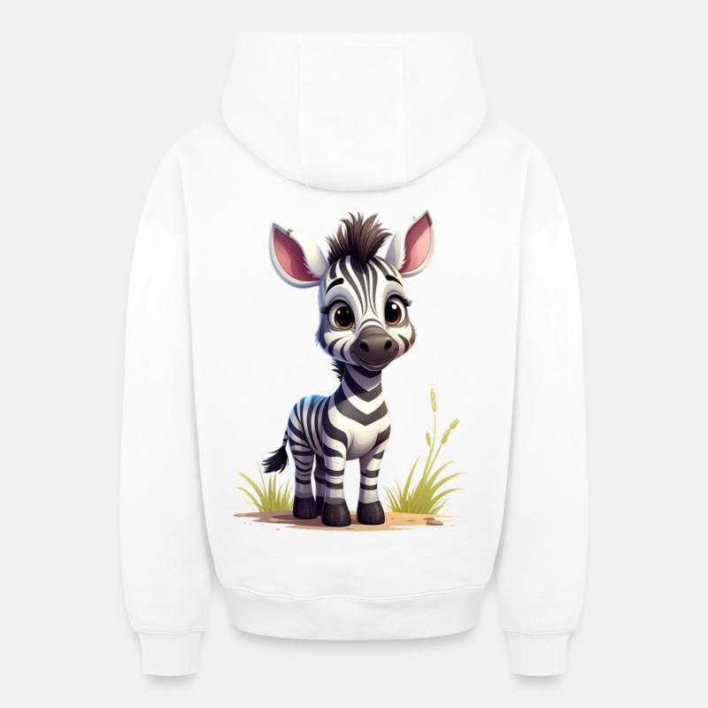 Zèbre mignon - Sweat à capuche unisexe zippé oversize épais SPREAD - blanc