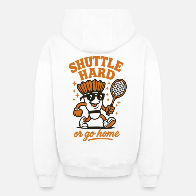 Shuttle Hard | Badminton Motivation Spruch - Oversized Heavyweight Unisex Zip Hoodie - Weiß