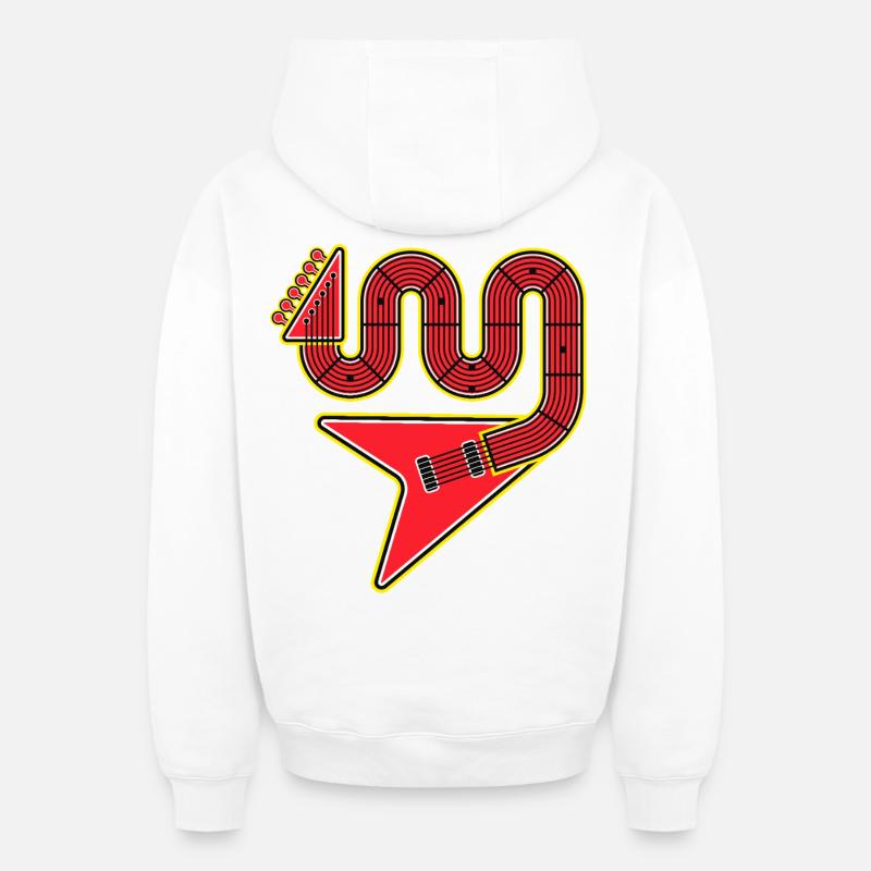 Guitare électrique Red Abstract Shape - Sweat à capuche unisexe zippé oversize épais SPREAD - blanc