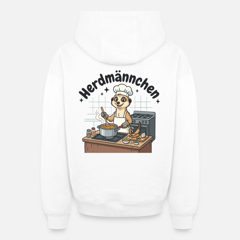 Herdmännchen Koch Erdmännchen am Herd  - Oversized Heavyweight Unisex Zip Hoodie - Weiß