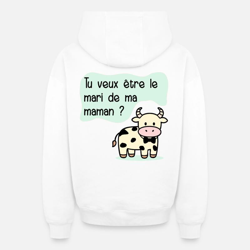 Proposition de Mariage Maman - Sweat à capuche unisexe zippé oversize épais SPREAD - blanc