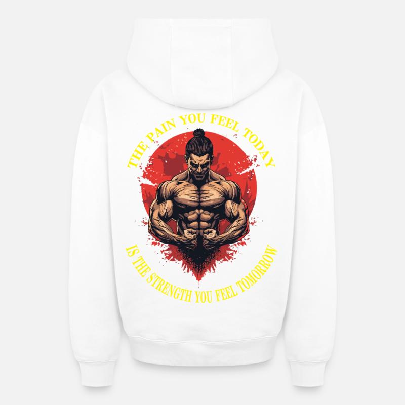 Douleur-Résistance - Sweat à capuche unisexe zippé oversize épais SPREAD - blanc