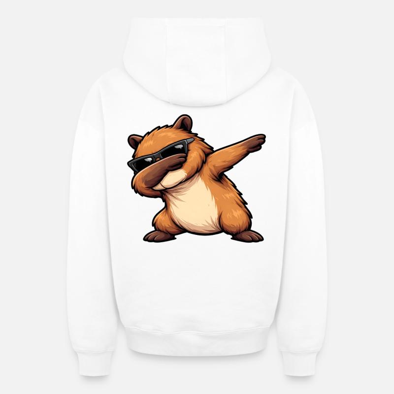 Tamponnement du capybara - Sweat à capuche unisexe zippé oversize épais SPREAD - blanc