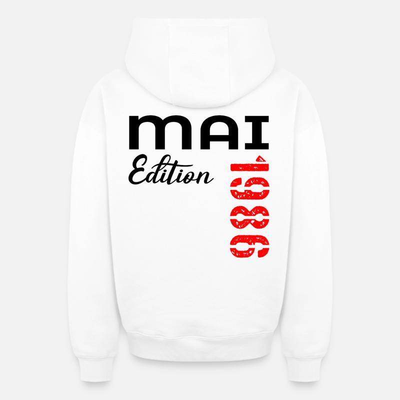 41e anniversaire mai 1986 - Sweat à capuche unisexe zippé oversize épais SPREAD - blanc