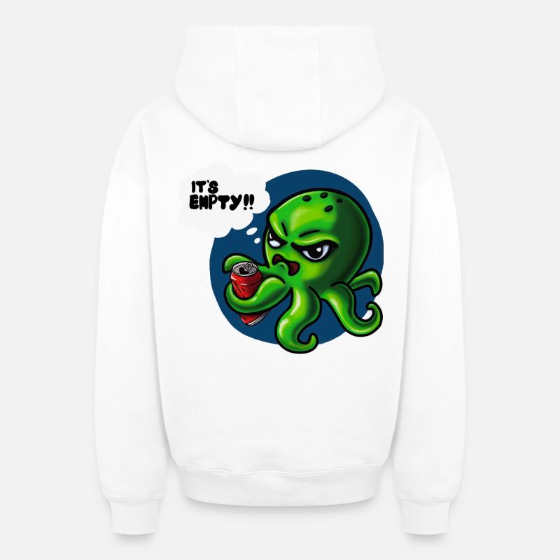 Grumpy Kraken - Sweat à capuche unisexe zippé oversize épais SPREAD - blanc
