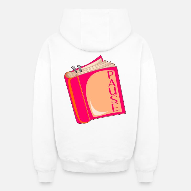 Pause de lecture - Sweat à capuche unisexe zippé oversize épais SPREAD - blanc