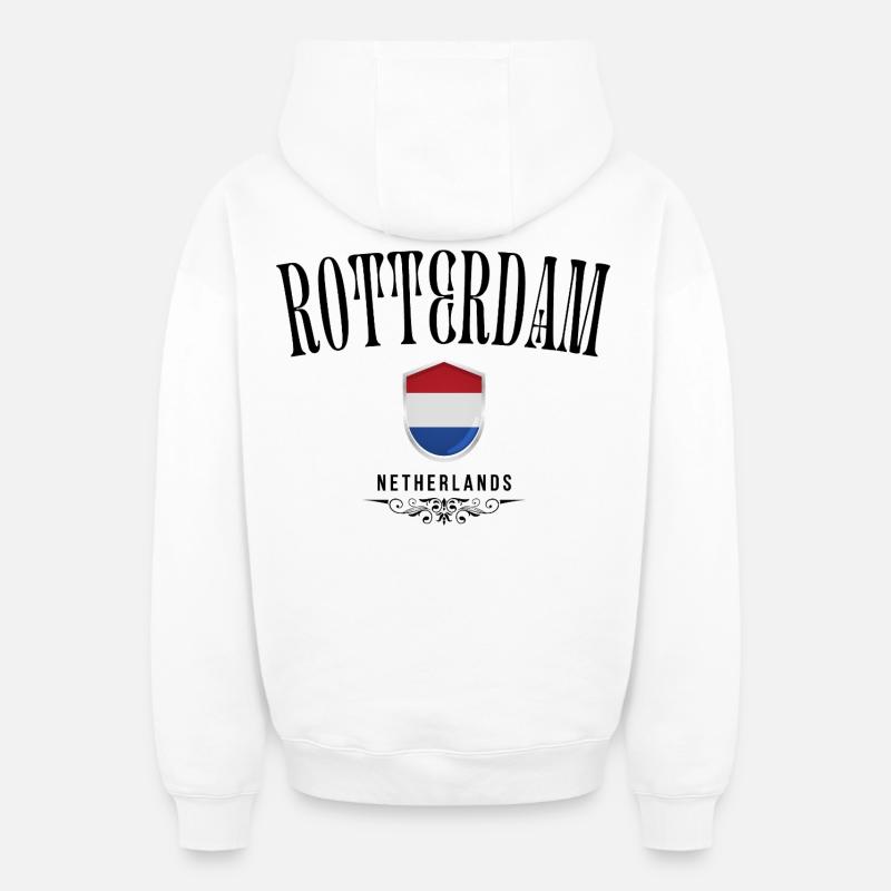 Souvenir Rotterdam, design élégant Rotterdam - Sweat à capuche unisexe zippé oversize épais SPREAD - blanc