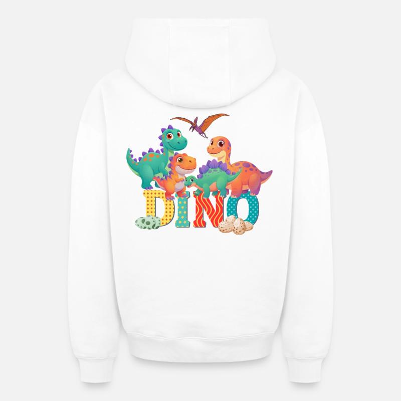 dino - Sweat à capuche unisexe zippé oversize épais SPREAD - blanc