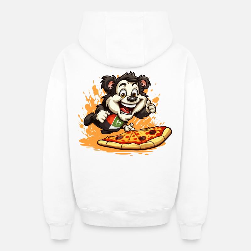 Pizza Panda Sprint - Sweat à capuche unisexe zippé oversize épais SPREAD - blanc