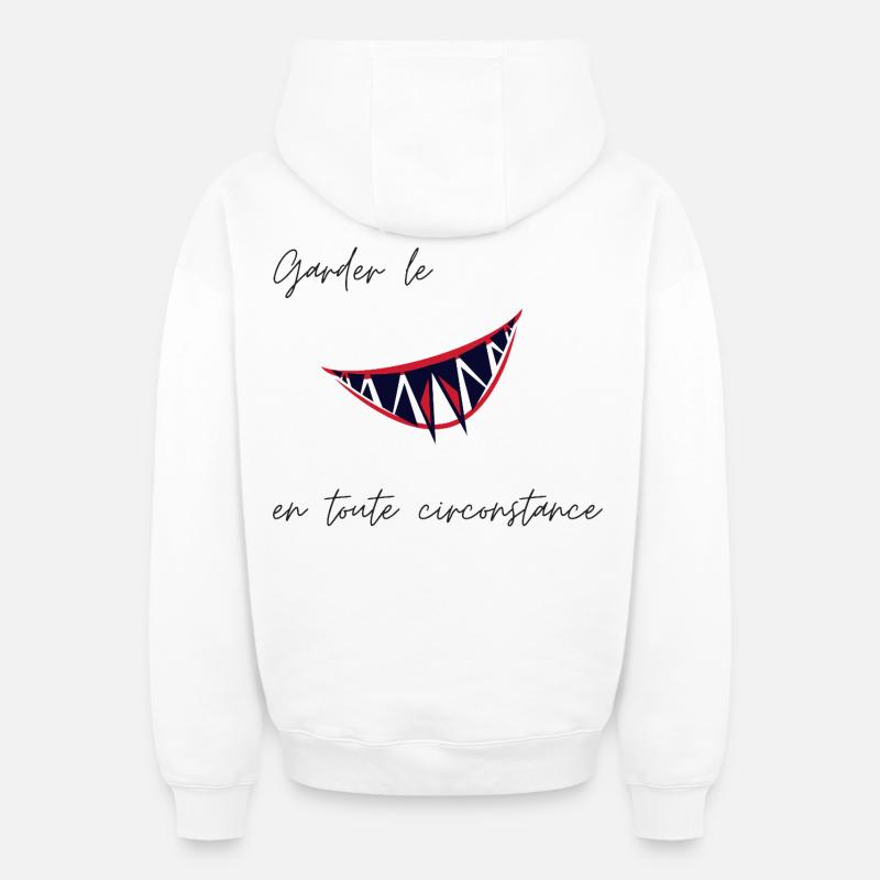 Garder le Smile - Sweat à capuche unisexe zippé oversize épais SPREAD - blanc